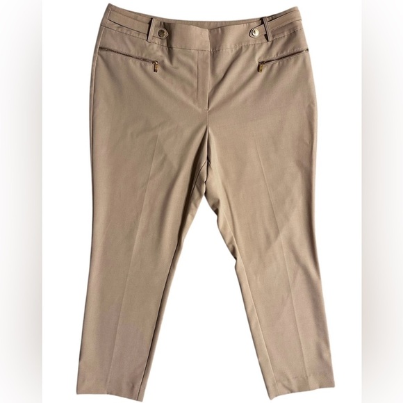 Calvin Klein Straight Slim Zip Pocket Pants Mid rise, Khaki color size 14 - Picture 4 of 7